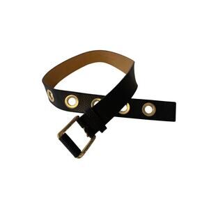 Michael Kors Genuine Leather Small Black 34 in Belt Gold Logo Buckle Womens